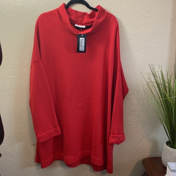 NWT $148 Bryn Walker Vail Tunic Bamboo Fleece Holly Red Lagenlook XL - Picture 3 of 3
